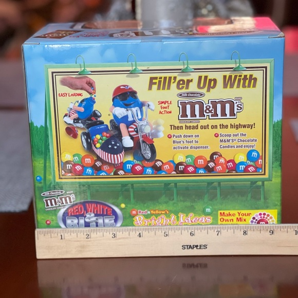 M&m’s  collectible RARE Variant flames motorcycle w/ side car  candy dispenser - Picture 7 of 10